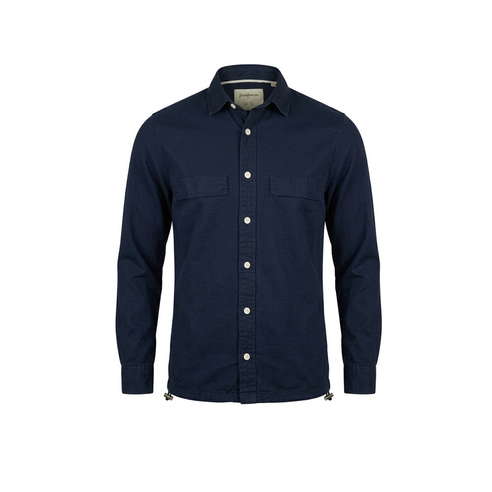 Stradivarius Man Navy Blue Utility Overshirt Small Gorpcore Shacket Workwear
